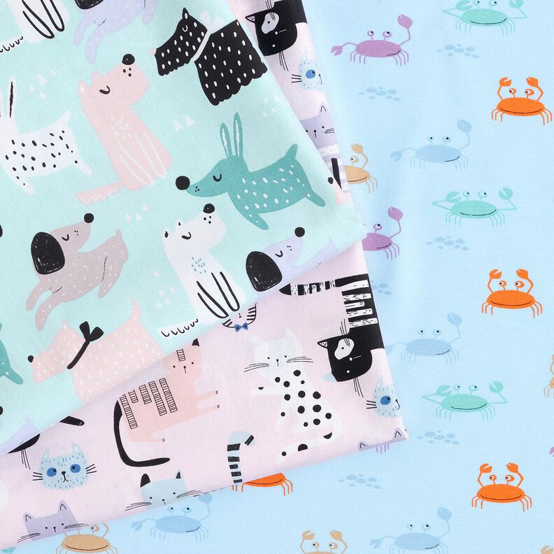 Puuvillakangas Kretonki Abstraktit kissat – vaaleanpunainen/valkoinen,  image number 5