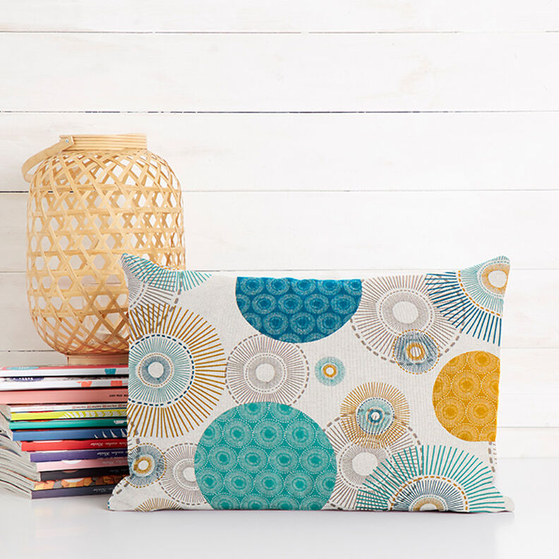 Sisustuskangas Puolipanama Ympyrät – sininen,  image number 5