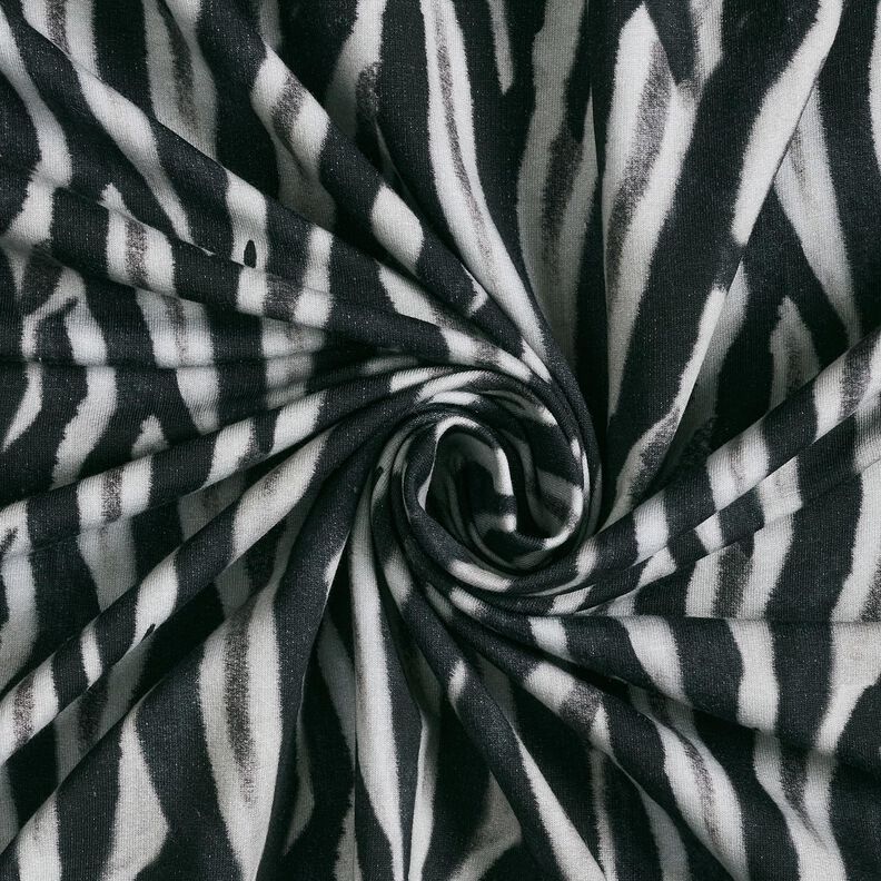 French Terry harjattu Seepra Digitaalipainatus &ndash; musta/hopea,  image number 3