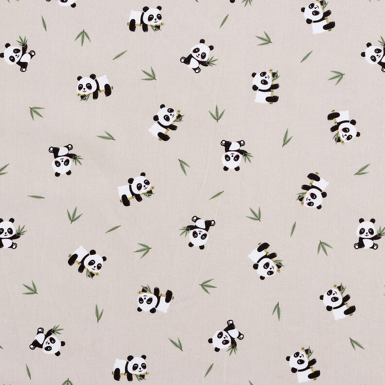 Puuvillakangas Kretonki S&ouml;p&ouml; pandakarhu &ndash; luonnonv&auml;rinen,  image number 1