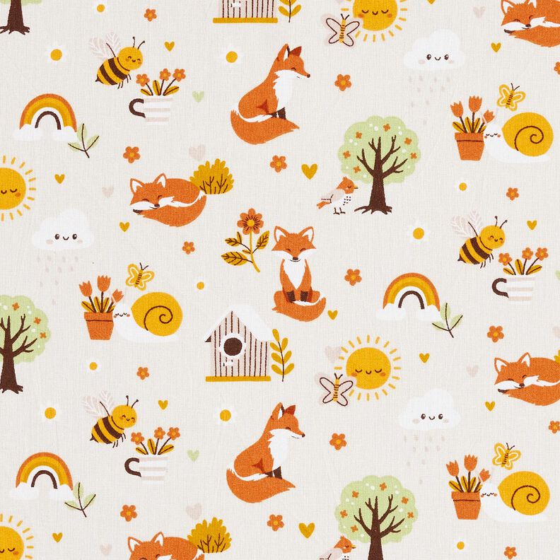 Puuvillapopliini Kettu puutarhassa – luonnonvärinen,  image number 1