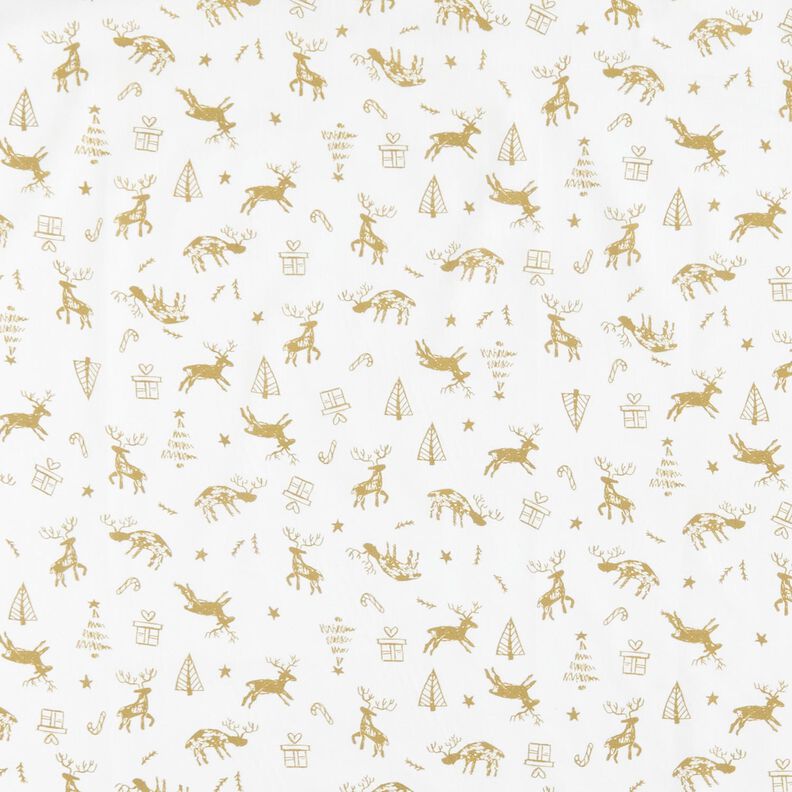 Puuvillakangas Kretonki Porot ja tähdet – norsunluu/kulta,  image number 1