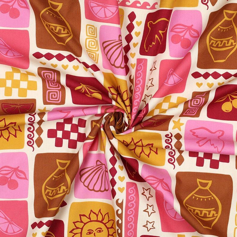 Puuvillapopliini Tilkkutyö | Poppy Fabrics – kerma/tummanpunainen,  image number 3