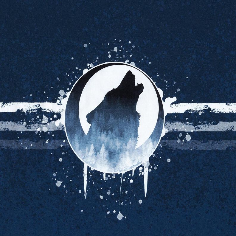 French Terry Paneeli mystinen susi | Glitzerp&uuml;ppi &ndash; laivastonsininen/valkoinen,  image number 6