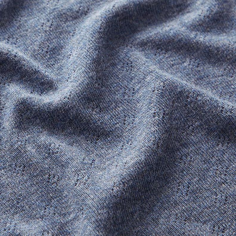 Hienoneulosjersey, jossa reikäkuvio Melange – farkunsininen,  image number 2