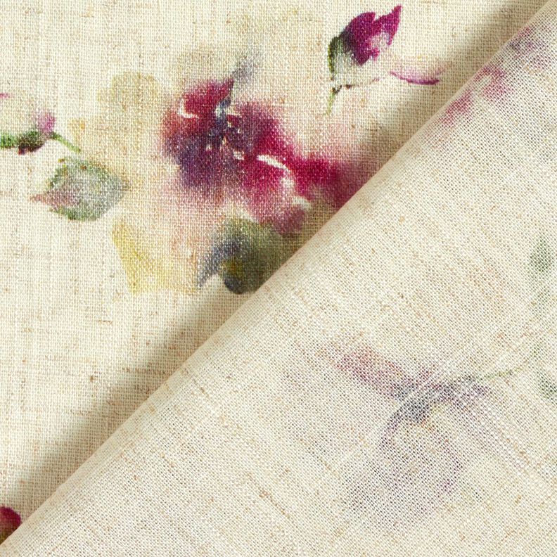 Viskoosi-pellavasekoite Akvarellikukat &ndash; luonnonv&auml;rinen/ryp&auml;le,  image number 4