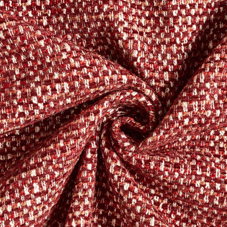 Verhoilukangas värikäs boucléjäljitelmä – bordeauxin punainen/kerma,  image number 1