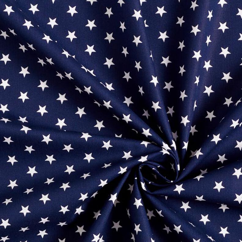 Puuvillapopliini keskisuuret tähdet – laivastonsininen/valkoinen,  image number 5