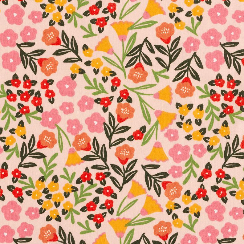 Pinnoitettu puuvilla Kukkaketo – vaalea beige/pink,  image number 1