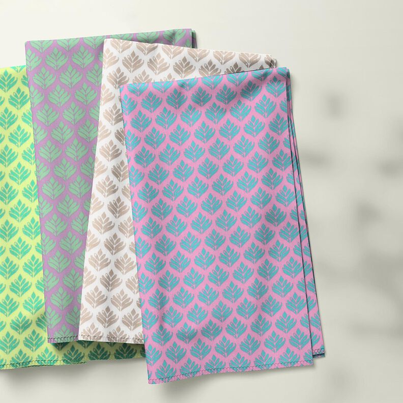 Pinnoitettu puuvilla Abstraktit viuhkat – valkoinen/cashew,  image number 5