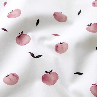 Puuvillapopliini Omenat Digitaalipainatus – valkoinen, 