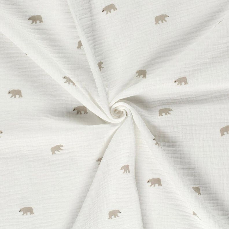 Musliini-/kaksikerroksinen kangas Jääkarhu – valkoinen,  image number 3