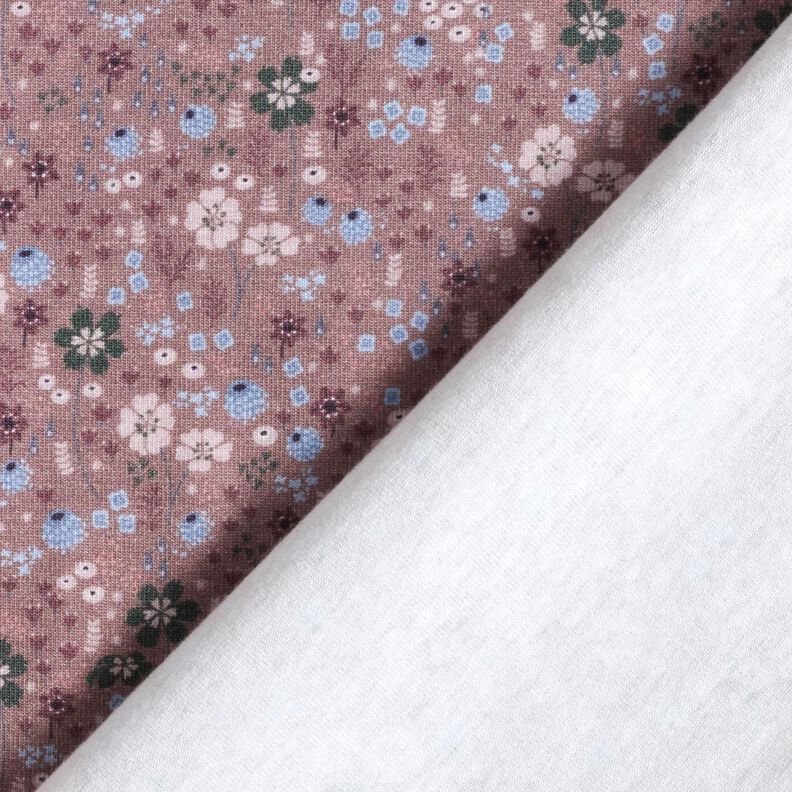 Puuvillajersey Metsäkukkaniitty Digitaalipainatus – tumma vanharoosa,  image number 4