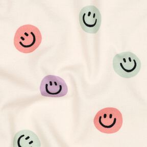 Puuvillaflanelli Hymiöt | Poppy Fabrics – norsunluu/vanharoosa, 