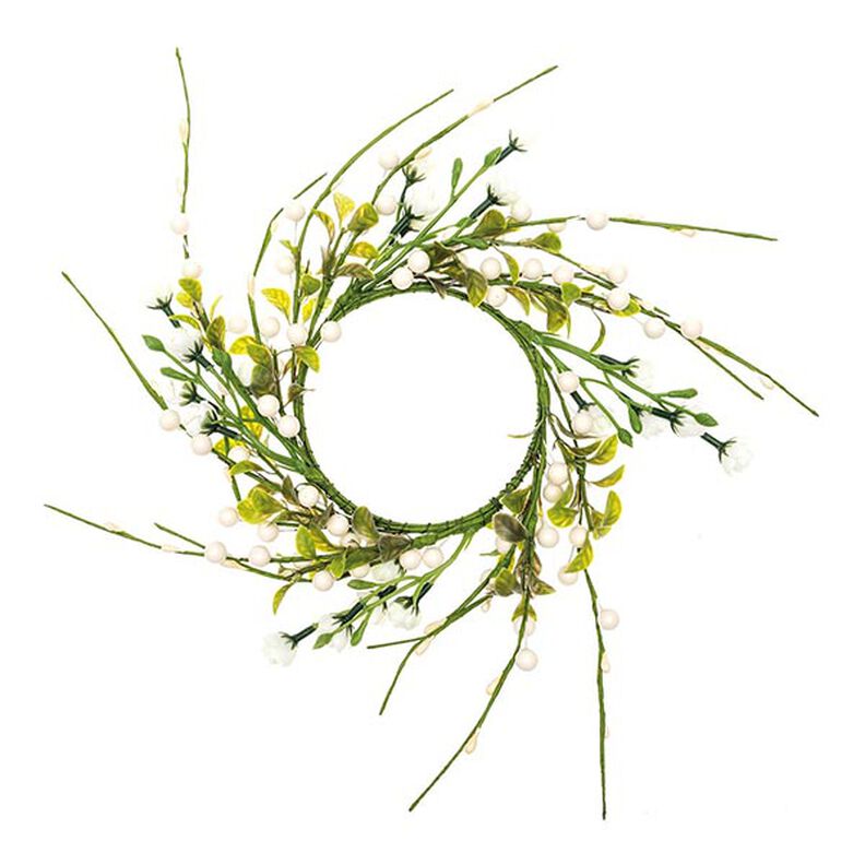 Koriste Kukkakranssi marjoilla [Ø11 cm/ 39 cm] – valkoinen/vihreä,  image number 1