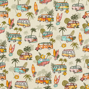Puuvillakangas Kretonki Roadtrip Surf &ndash; beige, 
