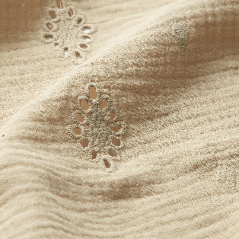 Musliini-/kaksikerroksinen kangas Reikäkirjonta Vinoneliö – anemone,  image number 2