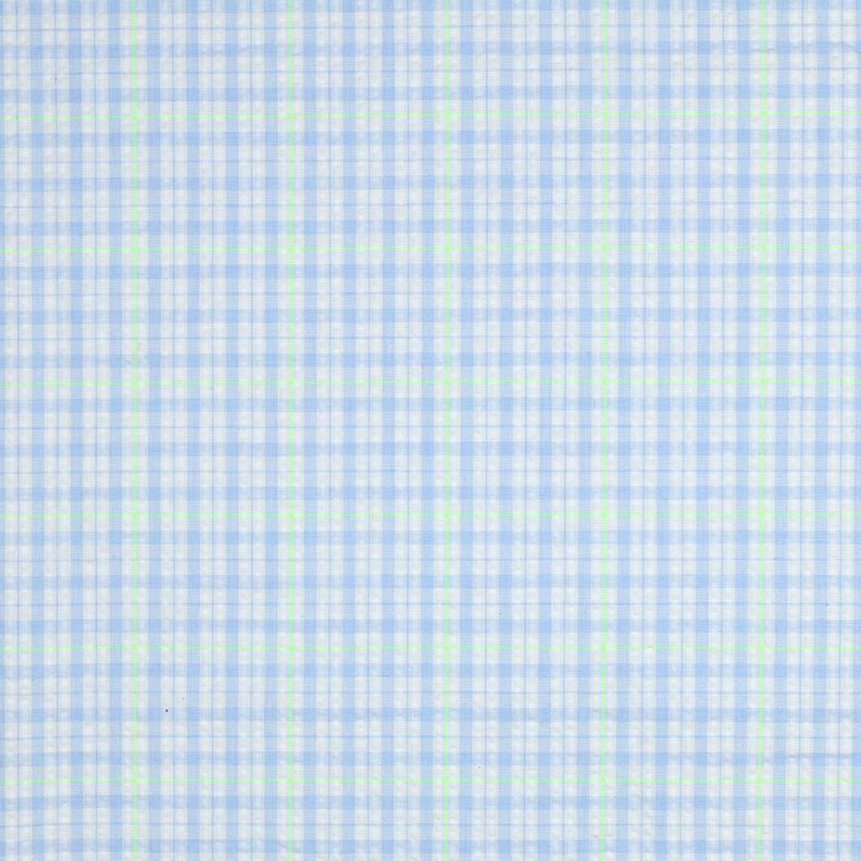Seersucker Puuvillasekoite Check – vaaleansininen/vihreä neon,  image number 1