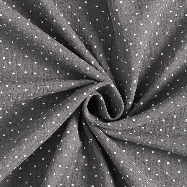 Musliini-/kaksikerroksinen kangas Pikkupilkut – savenharmaa/valkoinen,  image number 3
