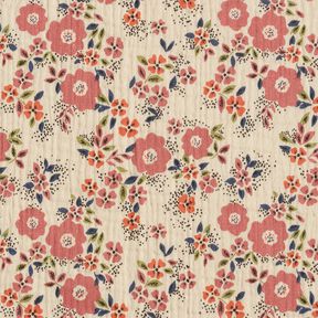 Musliini-/kaksikerroksinen kangas Kukkameri – vaalea ruskeanharmaa, 