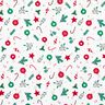 Puuvillakangas Kretonki Joulukoristeet &ndash; valkoinen/vihre&auml;,  thumbnail number 1