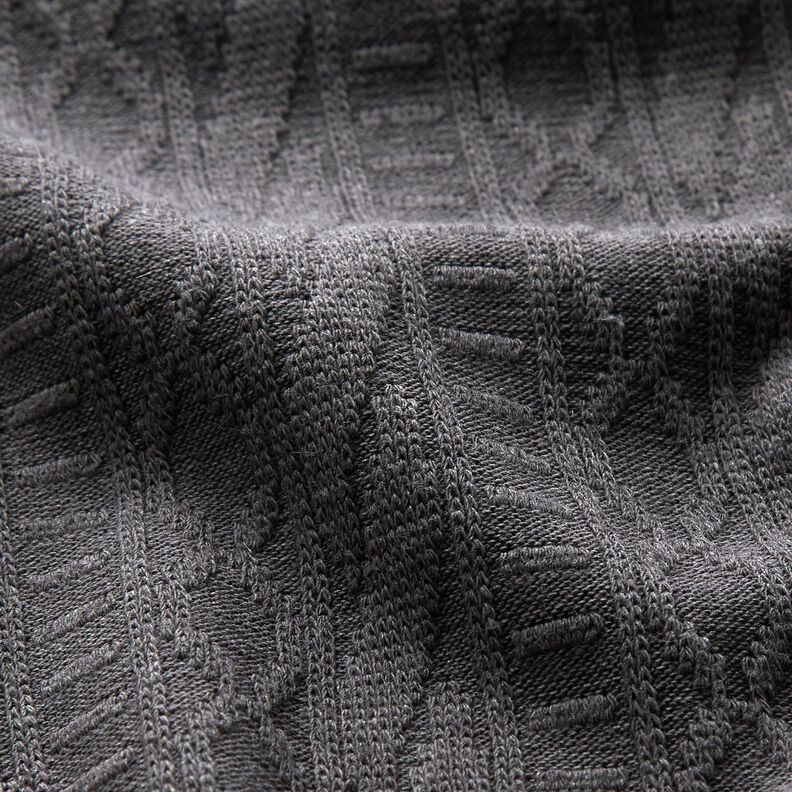 Jacquardjersey Puuvillasekoite Koristellut raidat – tummanharmaa,  image number 2