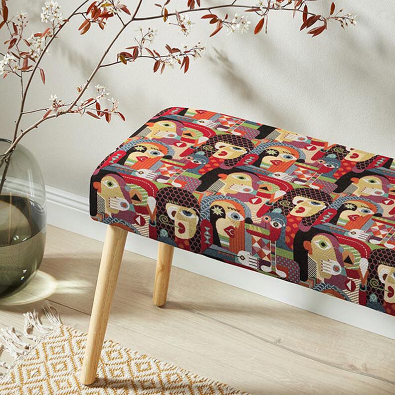 Sisustuskangas Gobeliini Abstraktit kasvot &ndash; musta,  image number 6