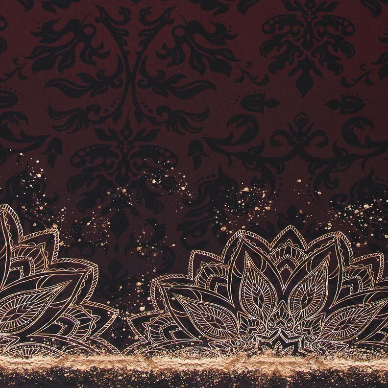 PuuvillajerseyReunuskangas Mandala ja kultaiset pilkut | Glitzerp&uuml;ppi &ndash; mustanruskea/kulta,  image number 1