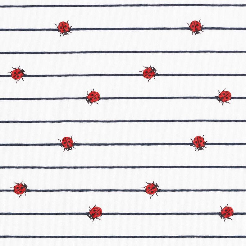 Puuvillajersey Raidat ja lepp&auml;kertut &ndash; villanvalkoinen,  image number 1