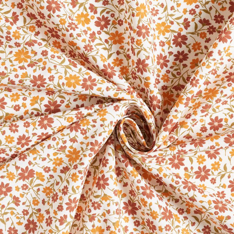 Puuvillapopliini Syyskukat &ndash; valkoinen/viininpunainen,  image number 3