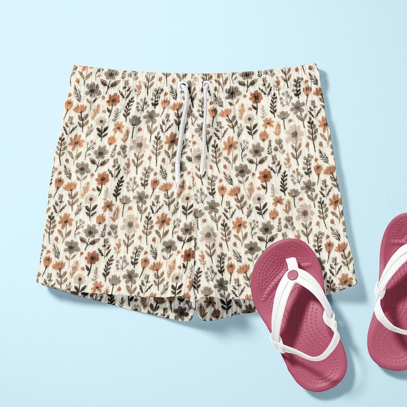 Musliini-/kaksikerroksinen kangas Syyskukat – villanvalkoinen,  image number 6