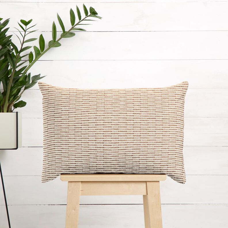 Sisustuskangas Jacquard Rustiikkiset raidat &ndash; keskiruskea/luonnonv&auml;rinen,  image number 6