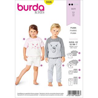 Lasten pyjama, Burda 9326 | 86 - 122, 