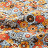 Puuvillakangas Kretonki Värikkäät kukat – vaalea farkunsininen/oranssi,  thumbnail number 2