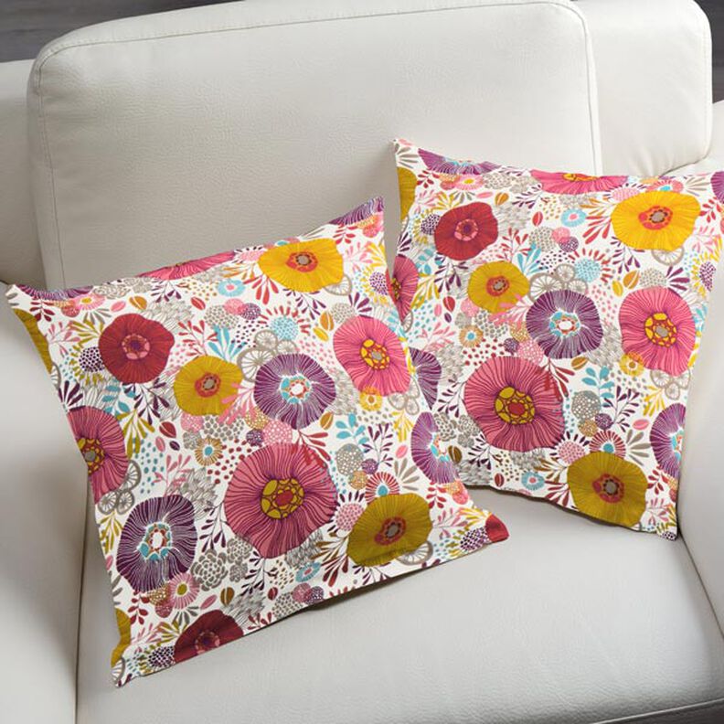 Puuvillakangas Kretonki Kukat – punainen,  image number 7