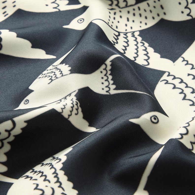 Satiinipaneeli Pääskyset | Katia Fabrics – antrasiitti/kerma,  image number 10