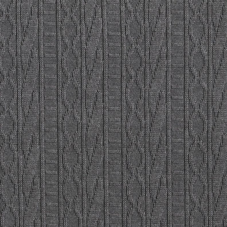 Jacquardjersey Puuvillasekoite Koristellut raidat – tummanharmaa,  image number 1