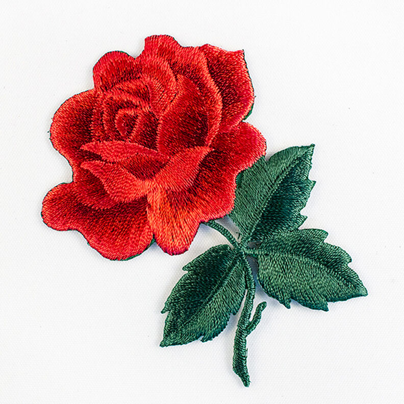 Kangasmerkki Ruusu [ 7 x 7 cm ] – punainen/vihreä,  image number 1