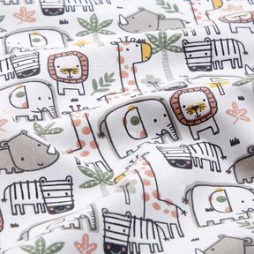 Puuvillakangas Kretonki Pienet villieläimet – hopeanharmaa, 