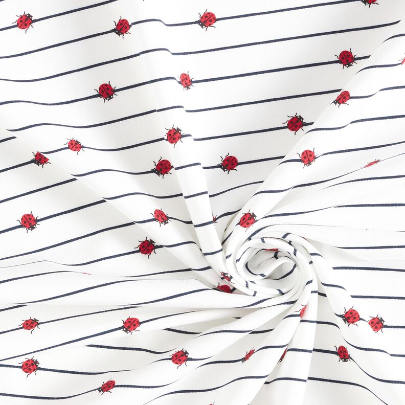 Puuvillajersey Raidat ja lepp&auml;kertut &ndash; villanvalkoinen,  image number 3