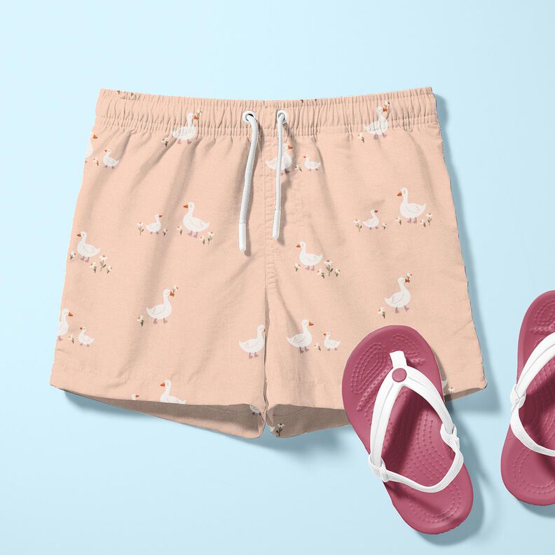 Puuvillajersey Hanhet ja kukat &ndash; ruusunpunainen,  image number 6