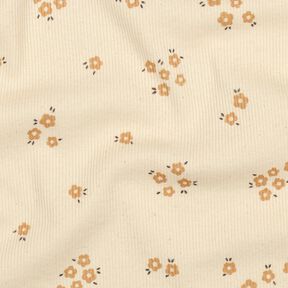 GOTS Ribbijersey Pikkukukkaset | Poppy Fabrics &ndash; kerma/vaaleanruskea, 