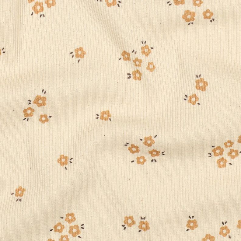 GOTS Ribbijersey Pikkukukkaset | Poppy Fabrics &ndash; kerma/vaaleanruskea,  image number 2