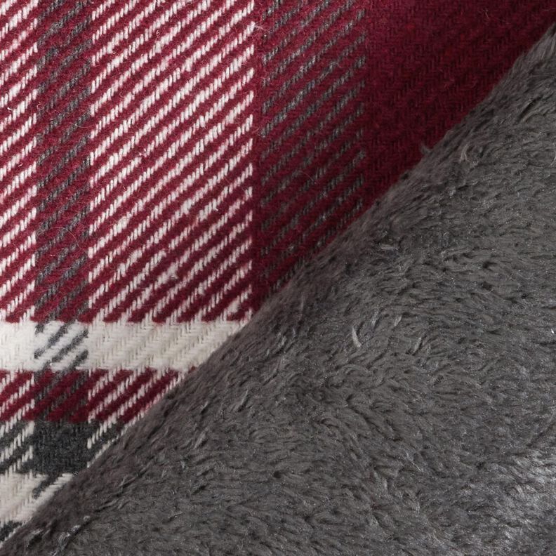 Takkikangas ruudullisella turkiskääntöpuolella – bordeauxin punainen/savenharmaa,  image number 4