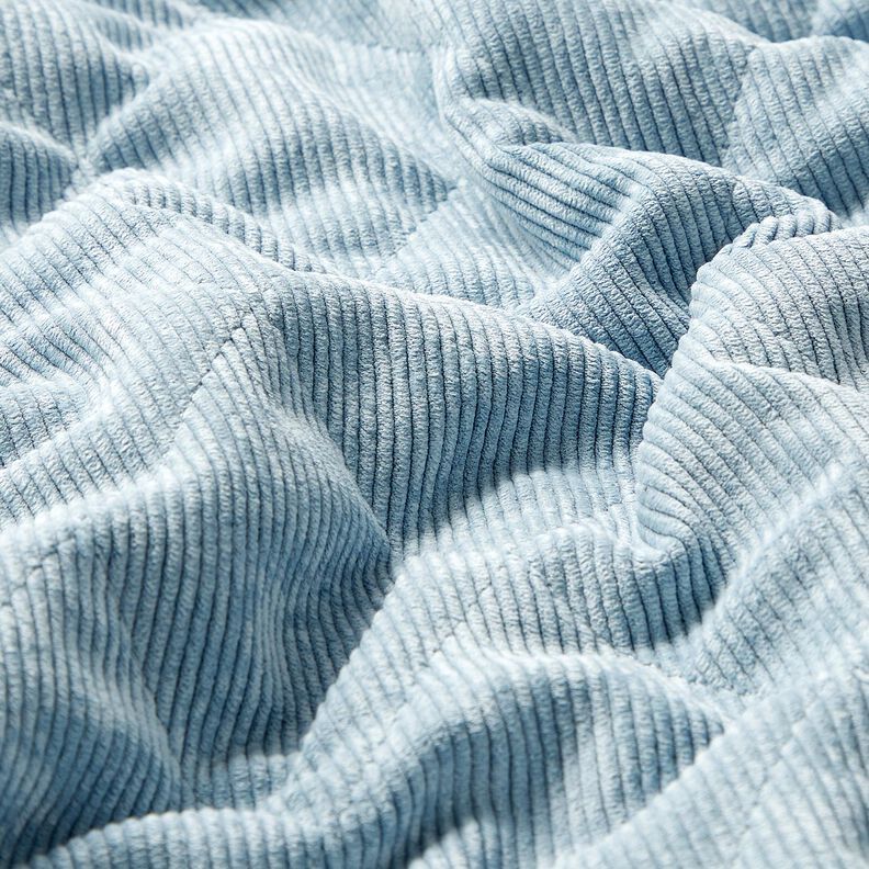 Tikkikangas Vakosamettikangas vinoneliökuviollisella kääntöpuolella – vaaleansininen,  image number 3