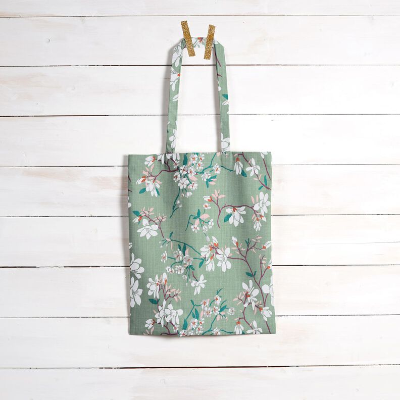 Sisustuskangas Panama Kirsikan kukat &ndash; vaalea minttu/ryp&auml;le,  image number 8