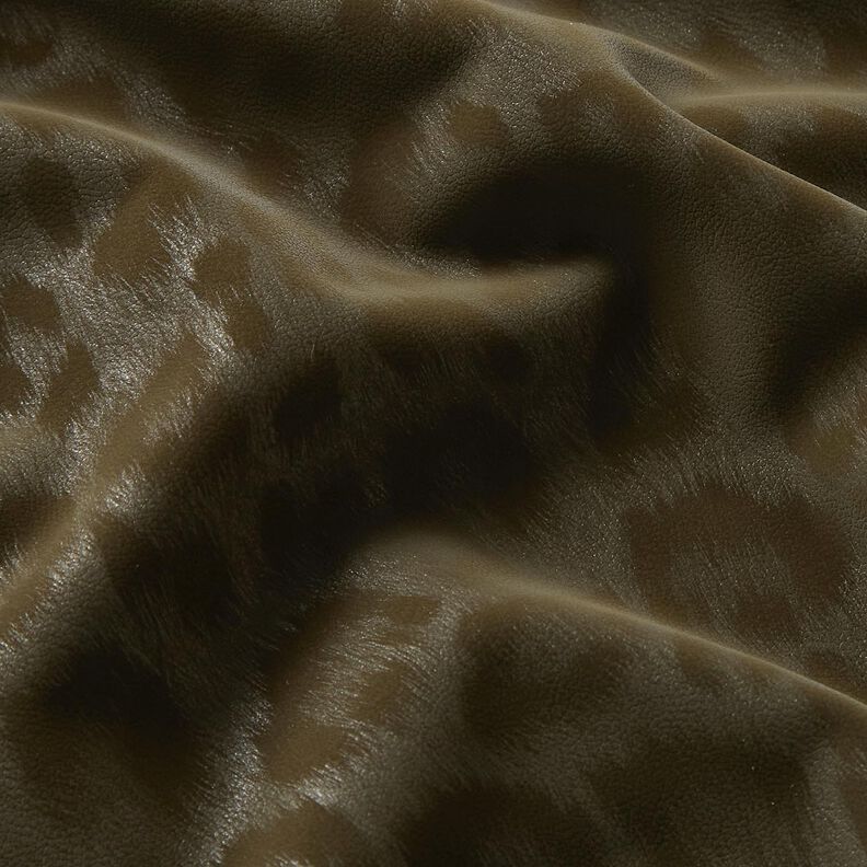 Pinnoitettu housukangas harjatulla leopardikuviolla – khaki,  image number 5