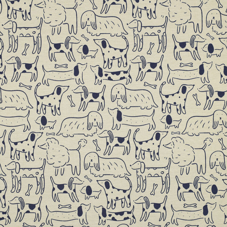 Puuvillajersey Koirat | by Poppy – anemone/laivastonsininen,  image number 1