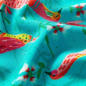 Rantavaatteet Viskoosikangas Riikinkukot ja kukat &ndash; vedensininen/voimakas vaaleanpunainen, 