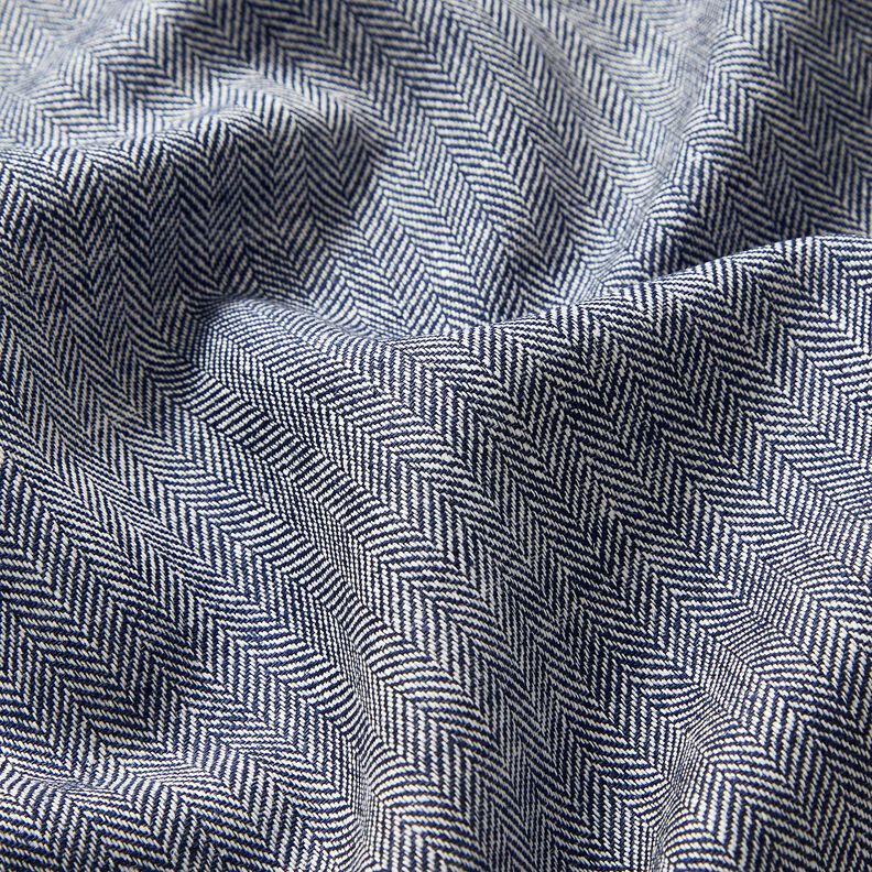 Pellava-puuvilla-sekoite Kalanruoto – yönsininen,  image number 2